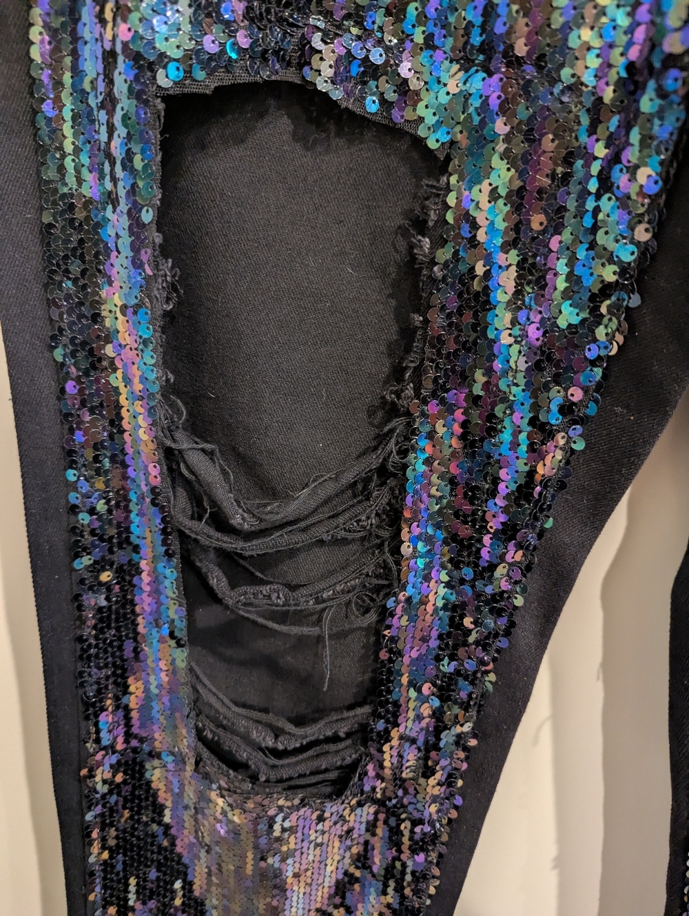 Cello Black Jeans with Iridescent Blue-Purple Sequin Panels NWT - Picture 4 of 6